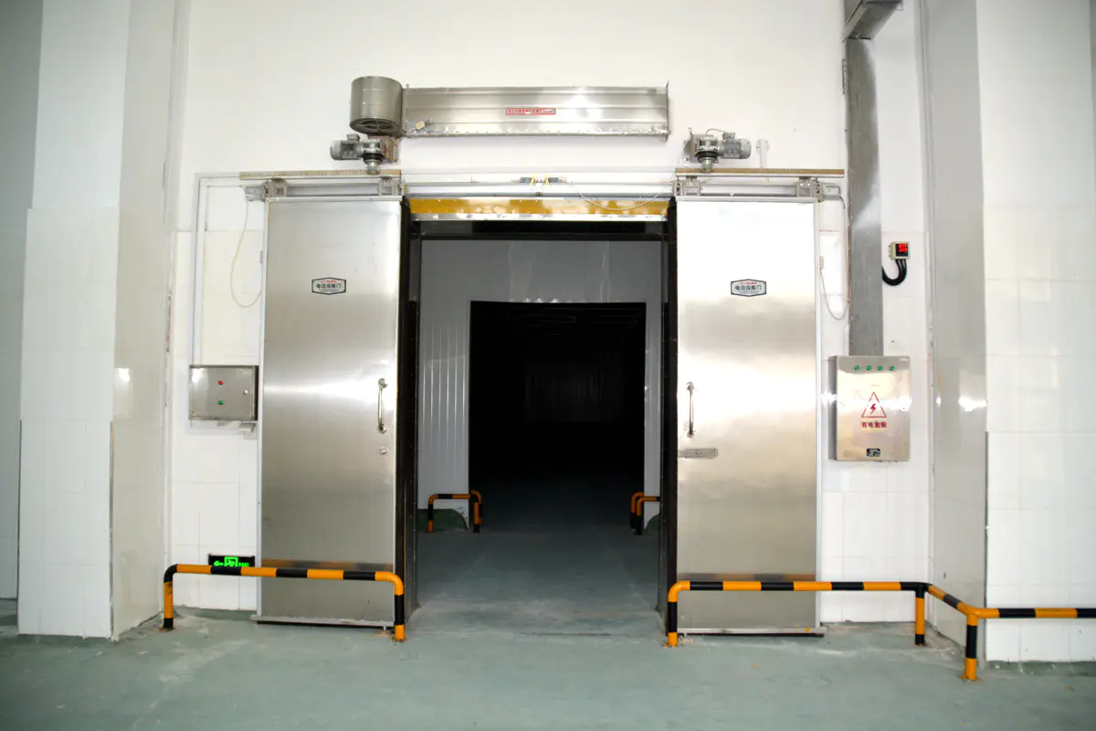Real shot of the slaughterhouse cold storage door